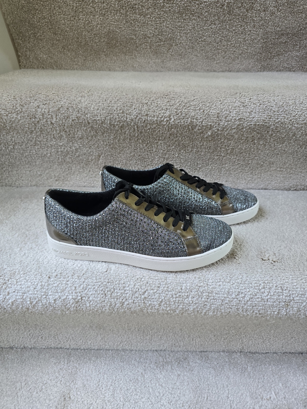 Michael Kors Sparkling Silver Low-Top Lace-Up Sneakers